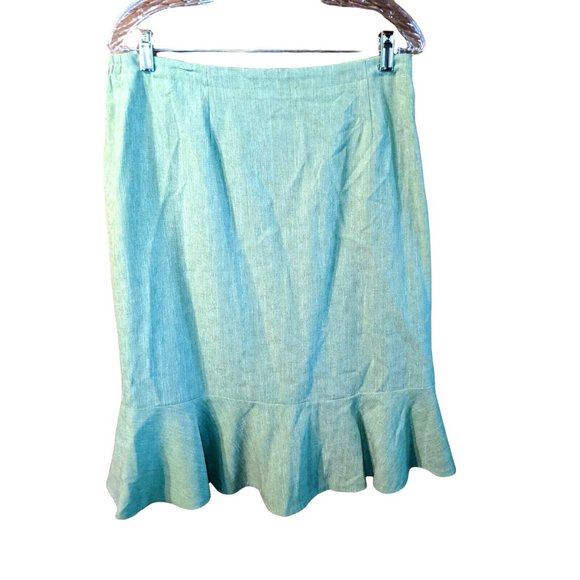 Alfred Dunner Size 12 Green Skirt Modest Vintage Womens Business Flare - Picture 1 of 4